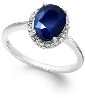 Macy's Sapphire and White Sapphire Oval Ring in 10k White Gold (2-1/4 ct. t.w.), Created for