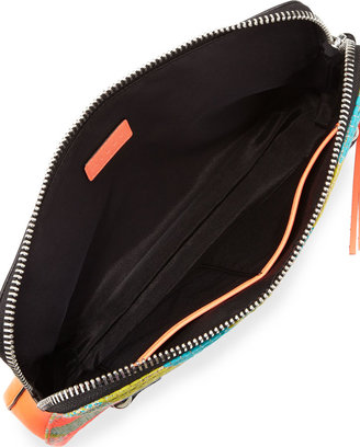 Milly Neon Tweed Tassel Clutch Bag, Multi