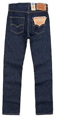 Levi's Levis Style# 501-0115 42 X 32 Rinsed Indigo Original Jeans Straight Pre Wash