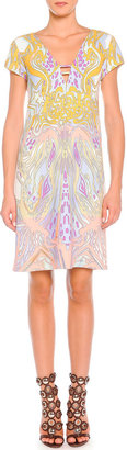 Emilio Pucci Wings and Stars Print Cap-Sleeve Dress