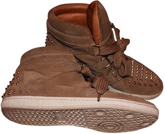 Sandro Beige Leather Trainers