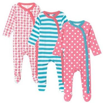 Bluezoo Pack of three babies pink romper suits