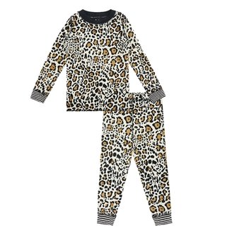 PJ Salvage Girl's Leopard Pajama Set - Tan