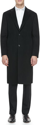 Neiman Marcus Cashmere Three-Button Top Coat, Black