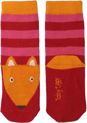 House of Fraser Toby Tiger Girls cotton mix pink fox socks