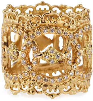 Armenta 18k Yellow Gold Open Scalloped Ring with Diamonds