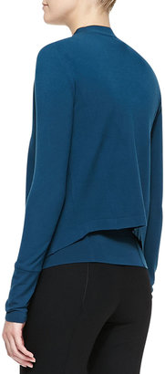 Donna Karan Long-Sleeve Drape-Front Jacket, Teal