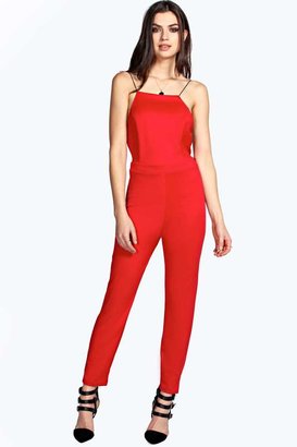 boohoo Lulah High Neck Strappy Back Jumpsuit
