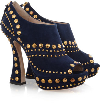 Miu Miu Studded suede ankle boots