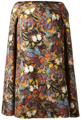 Valentino butterfly print cape dress