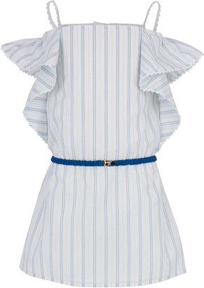 Chloé White and Blue Stripe Cotton Dress