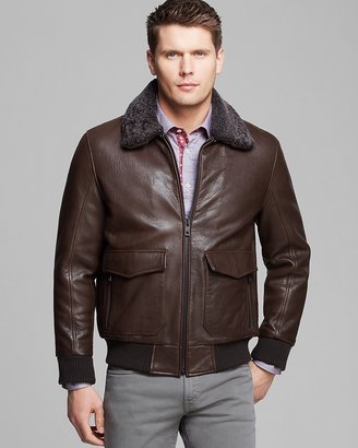 Andrew Marc New York 713 Andrew Marc Felix Rugged Leather Shearling Bomber