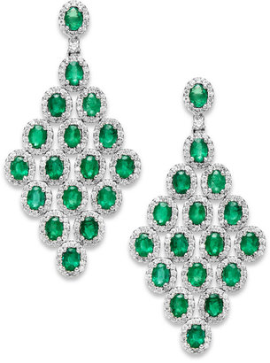 Emerald (6-3/4 ct. t.w.) and Diamond (2-1/8 ct. t.w.) Earrings in 14k White Gold