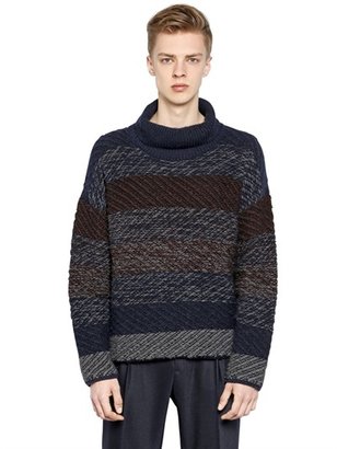 Antonio Marras Turtleneck Wool Blend Jacquard Sweater