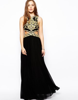 Forever Unique Laila Maxi Dress with Cut Out Waist and Embellishment