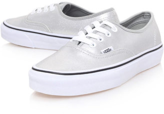 Vans Silver Metallic Leather Authentic Trainers