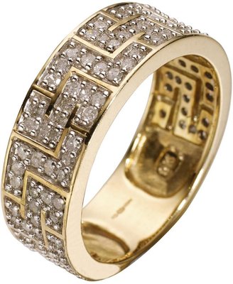 R & E 9 Carat Yellow Gold 100pt Diamond Set Greek Style Ring