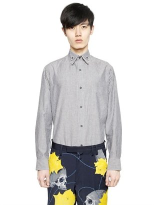 Yohji Yamamoto Double Collar Striped Cotton Linen Shirt