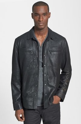 John Varvatos Slim Fit Leather Shirt Jacket