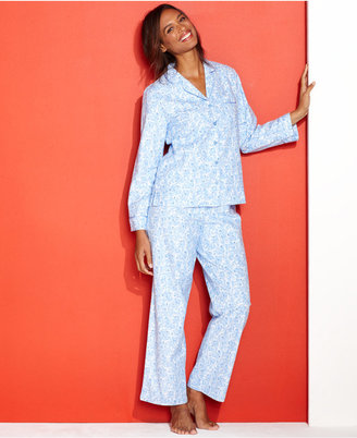 Charter Club Holiday Lane Flannel Notch Collar Top and Pajama Pants Set