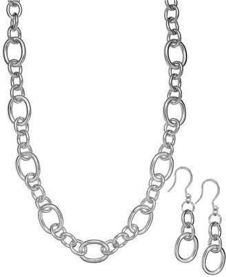 Charter Club Silver-Tone Link Chain Necklace and Drop Earring Set