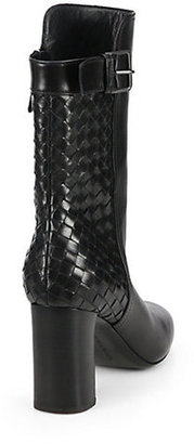 Bottega Veneta Woven Leather Mid-Calf Boots