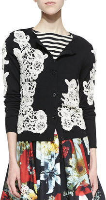 Alice + Olivia Cherrie Embroidered Lace Cardigan