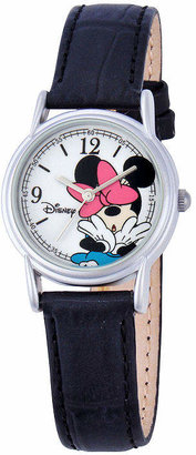 Disney Minnie Mouse Womens Black & Silver-Tone Watch