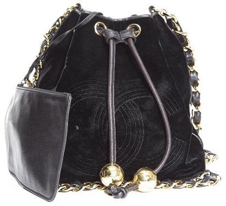 Chanel Velvet Vintage Drawstring Crossbody Bag