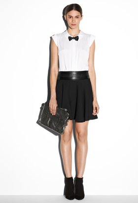 Milly Leather Bowtie Top