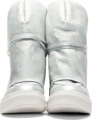 Cinzia Araia CA by Silver Slouchy Leather High-Top Wedge Sneakers