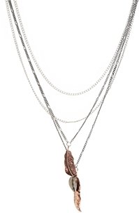 ASOS Multi Chain Necklace With Feather Pendant - silver