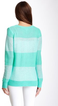 Qi Sequined Stripe Crew Sweater