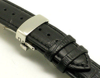 Tag Heuer 20mm Black Leather Watch Strap CROCO Butterfly Clasp for Men's