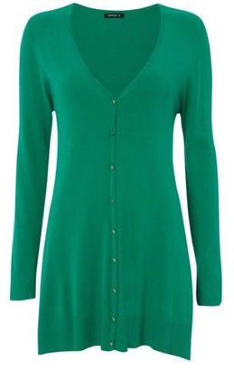 Roman Originals - Knitwear Long V Neck Button Cardigan Summer Plain Ladies Green