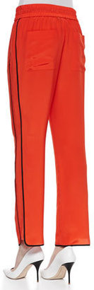 Marc by Marc Jacobs Frances Crepe de Chine Track Pants, Bright Red