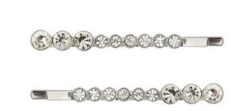 Jenny Packham No. 1 Designer set of two silver faceted gem hair clips