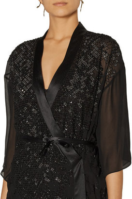 Roberto Cavalli Embellished Wrap-effect Silk-chiffon Gown - Black
