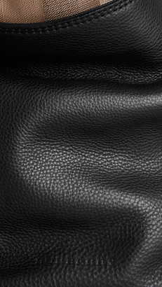 Burberry Medium Canvas Check Leather Hobo Bag