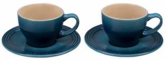 Le Creuset Cappuccino Cups and Saucers in Marine (Set of 2)