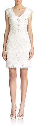 Sue Wong Embroidered V-Neck Cocktail Dress