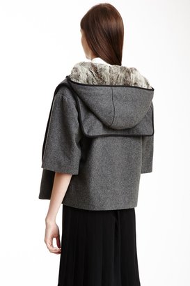 BCBGMAXAZRIA Payton Faux Fur Hooded Wool Blend Coat