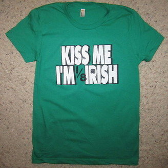 American Apparel Womens Kiss Me I'm 1/8th Irish Funny St. Patricks Day Green Leprechaun T Shirt