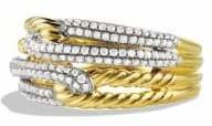 David Yurman Labyrinth Double-Loop Ring with Diamonds in Gold