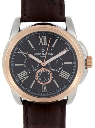 Jeff Banks Designer men's brown chronograph watch