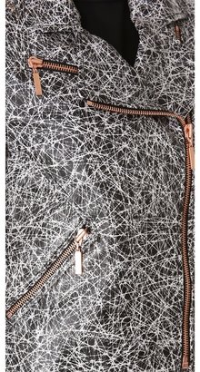 Cédric Charlier Scribble Leather Moto Jacket