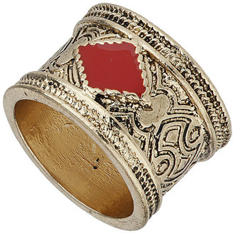 Topshop Engraved Red Diamond Band Ring