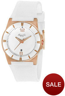 Kenneth Cole Rose Gold And White Silicone Strap Ladies Watch
