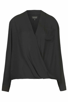 Topshop Drape front pocket blouse