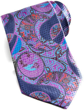Ermenegildo Zegna Large-Paisley Silk Tie, Purple